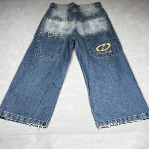 BERSHKA Jeans Mens Size 34 Blue Distressed Mega Baggy Wide-Leg Loose Fit Y2K